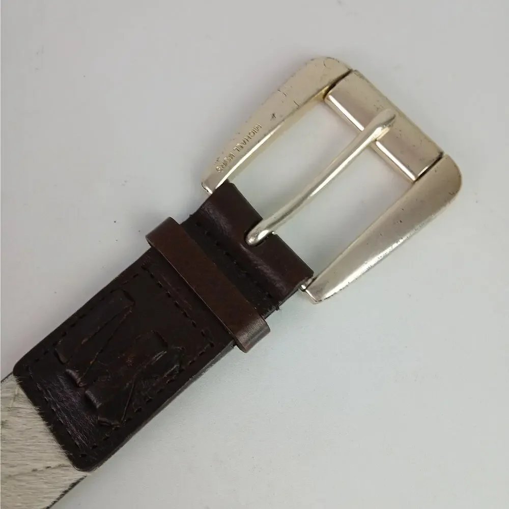 Michael Michael Kors SZ L Genuine Leather & Cow Hide Silver Hardware
